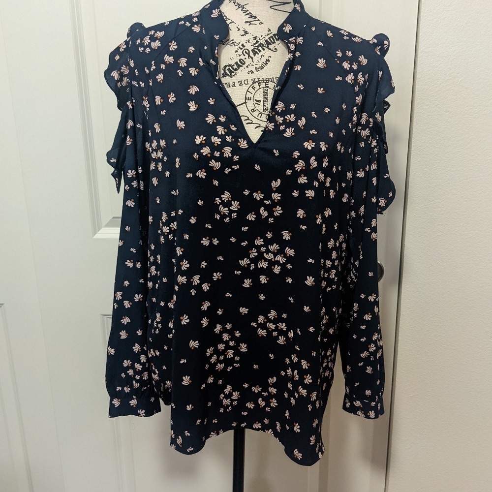 Ann Taylor cold shoulder long sleeve blouse